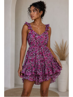 Women's SHEIN Floral Dress Purple/Green Size L Summer
